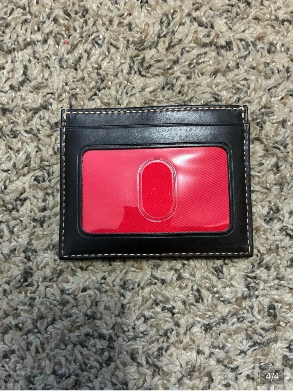 NWT Dooney & Bourke Brown Leather Card Holder with Red ID Window